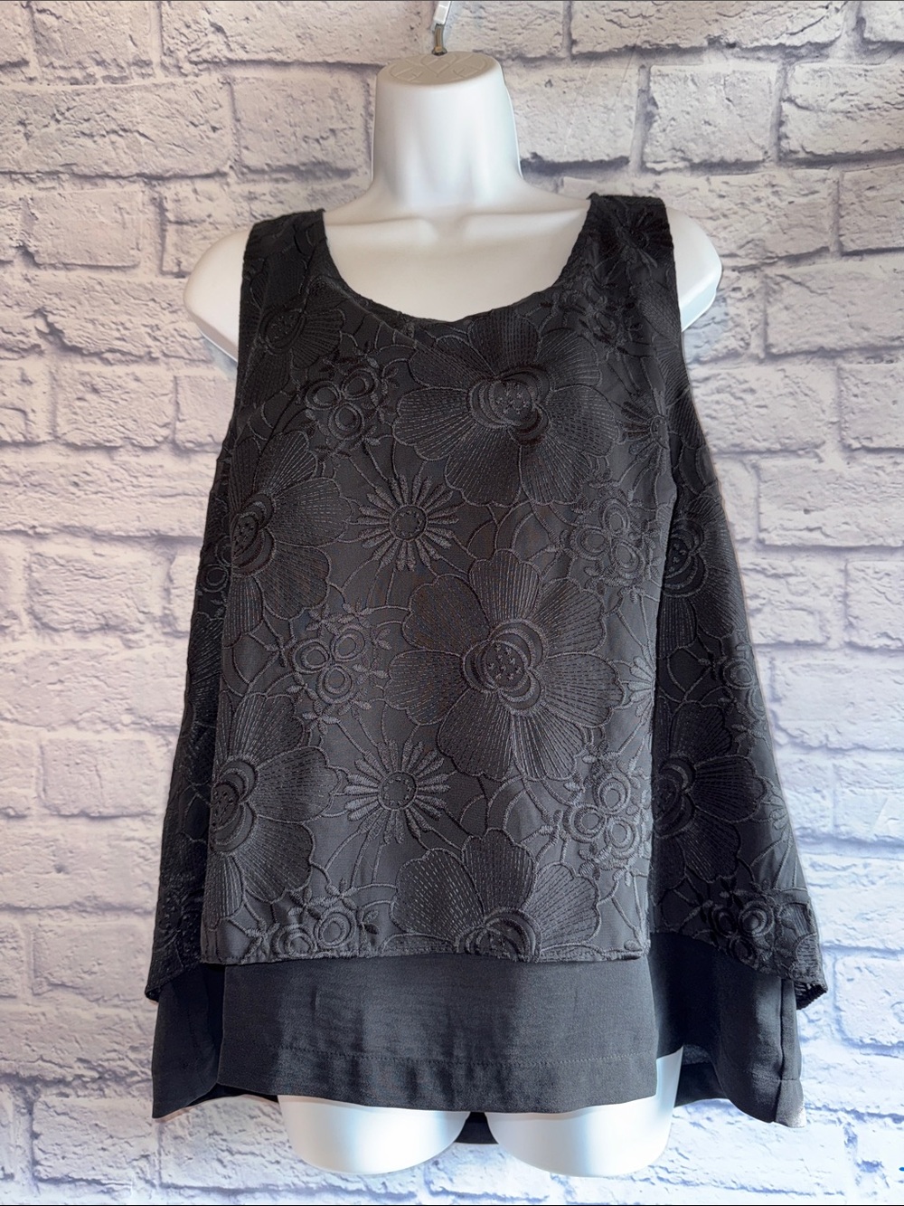 Chico's Black Floral Lace Tank Top